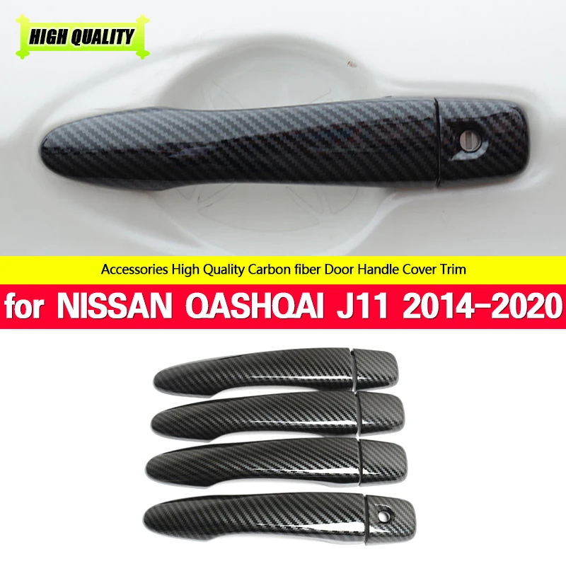 

For NISSAN QASHQAI J11 2014 2015 2016 2017 2018 2019 2020 Chrome door handle cover accessories plastic Imitation carbon fiber