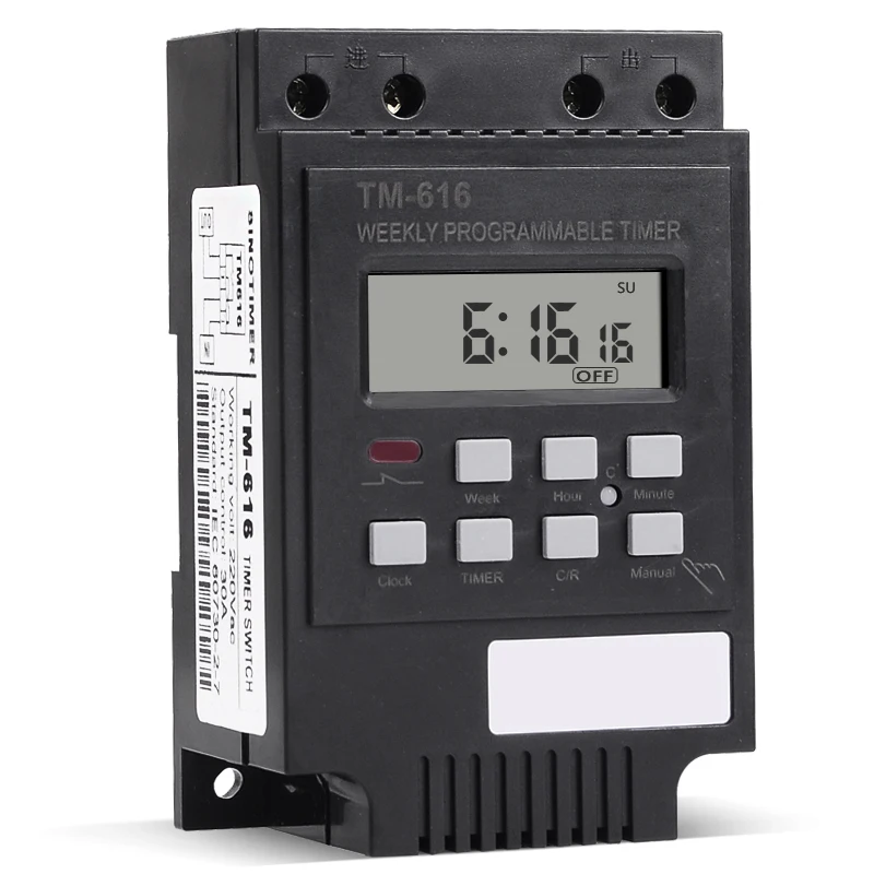 TM616 Din Rail DC Timer Switch,AC 240V 30A Weekly 7 Days Programmable Digital Industrial Led Time Switch,For Din Rail Mount