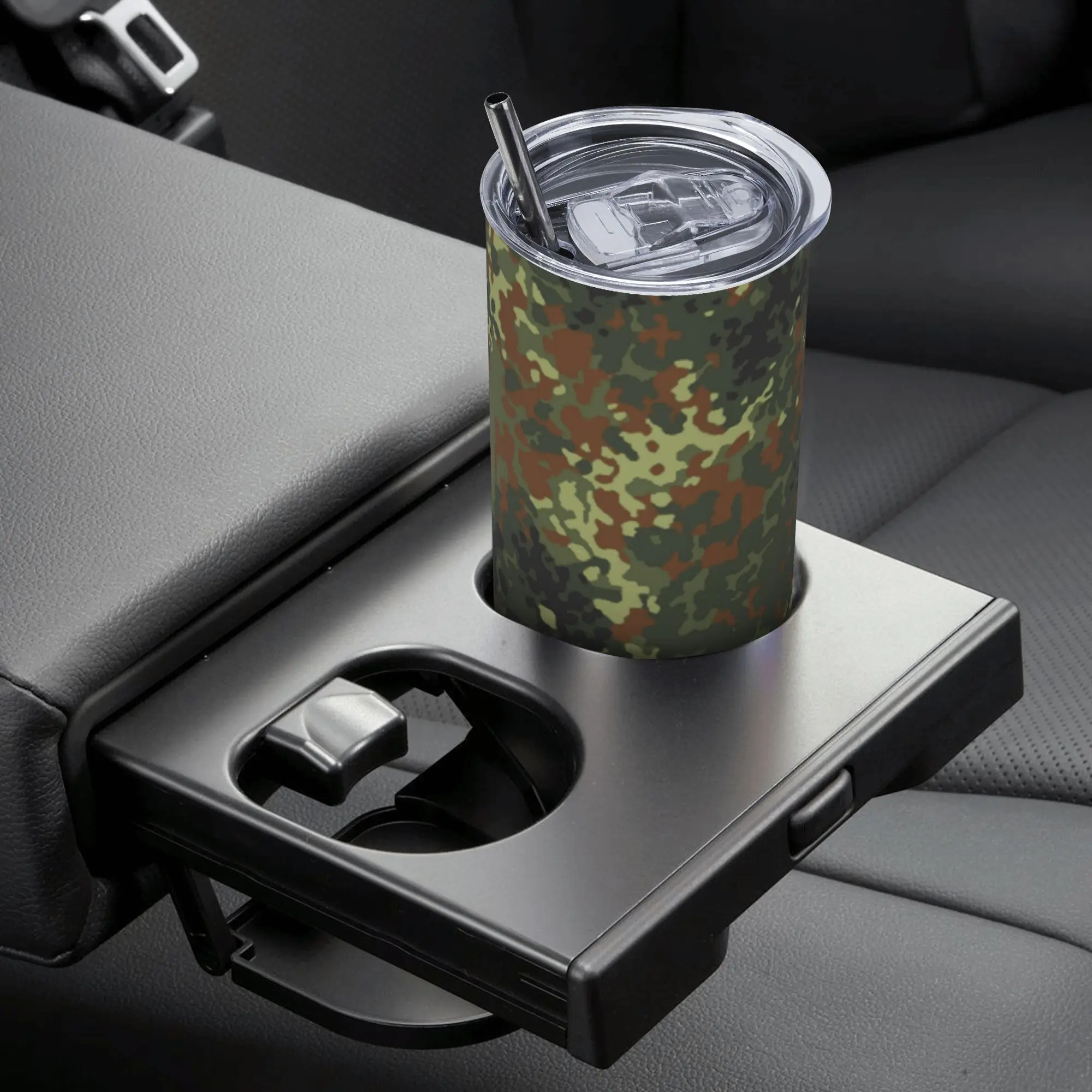 Flecktarn Camo Tumbler Vacuum Insulated Thermal Mug 20oz Double Wall Spill Proof Tags Coffee Cups With Lid Straw Water Bottle - view 6