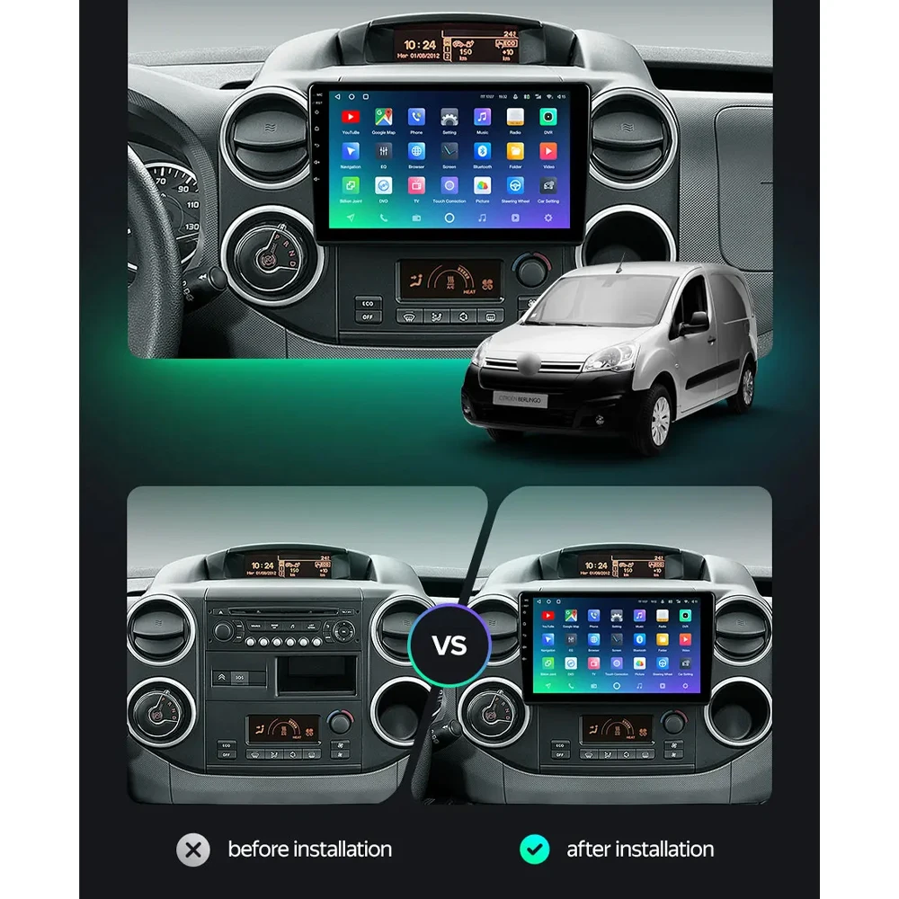 Android 14 Carplay Auto for CITROEN BERLINGO 2 B9 2008 - 2019 Car Radio Multimedia Video Player 5G Wifi GPS Navigation Head Unit