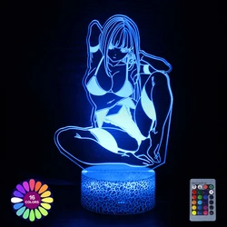 Anime Figure LED Night Lights para Crianças, Zero Dois, Lâmpada 3D, Quarto de Criança, Decoração do quarto, Luz, Manga, Darling In The Franxx, Presente de férias