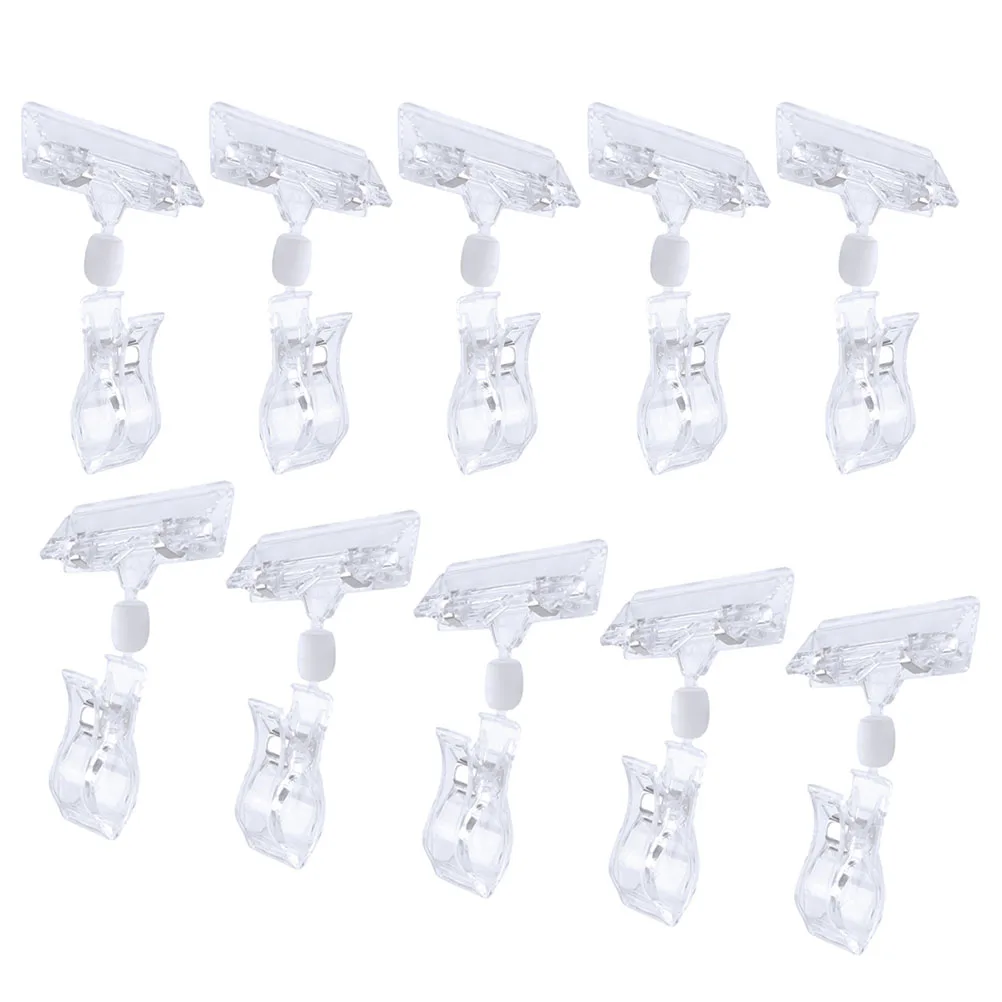 

20pcs Transparent Swivel Clips Plastic Ideal Supermarkets Retail Double Sided Price Display Holders Sign Rack