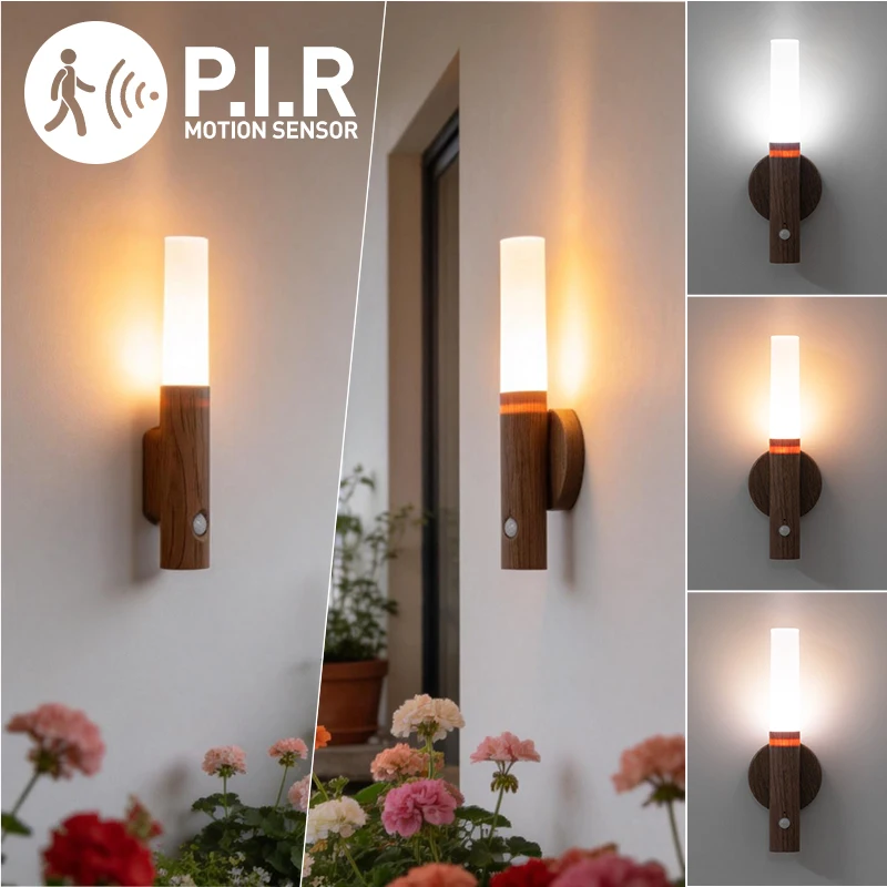 

LED Charging Wall Lamp 3CCT Magnetic Suction No Drilling Gold/Silver/Walnut Style Indoor Atmosphere Lighting