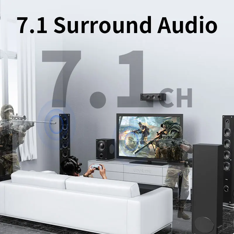 Unnlink HDMI Audio Extractor ARC مقسم صوت 4K 120 هرتز مع Toslink SPDIF محوري بصري لسلسلة PS5 إلى شاشة مكبر للصوت