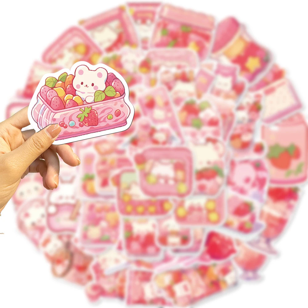 10/30/50pcs Cute Pink Snack Bear Stickers Kawaii Animal Decals Laptop Phone Suitcase Luggage Diary Waterproof Sticker Kids Toys