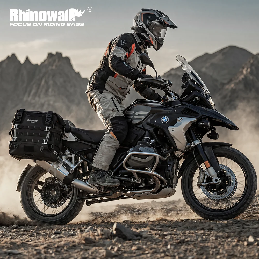 

Rhinowalk Motorcycle Quick Release Side Rack Bag 20L/35L Waterproof Saddlebag with Internal Support Anti-Sway Touring Luggage