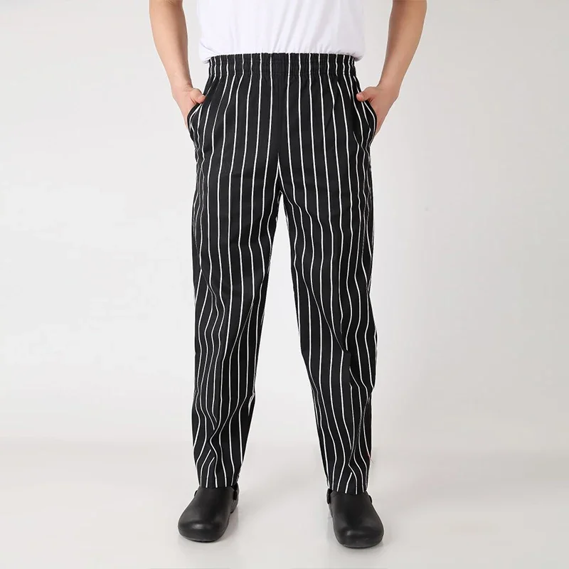 High quality elastic waist men chef breakfast working pants adult cook trousers hotel kitchen chef waiter waitress work pants