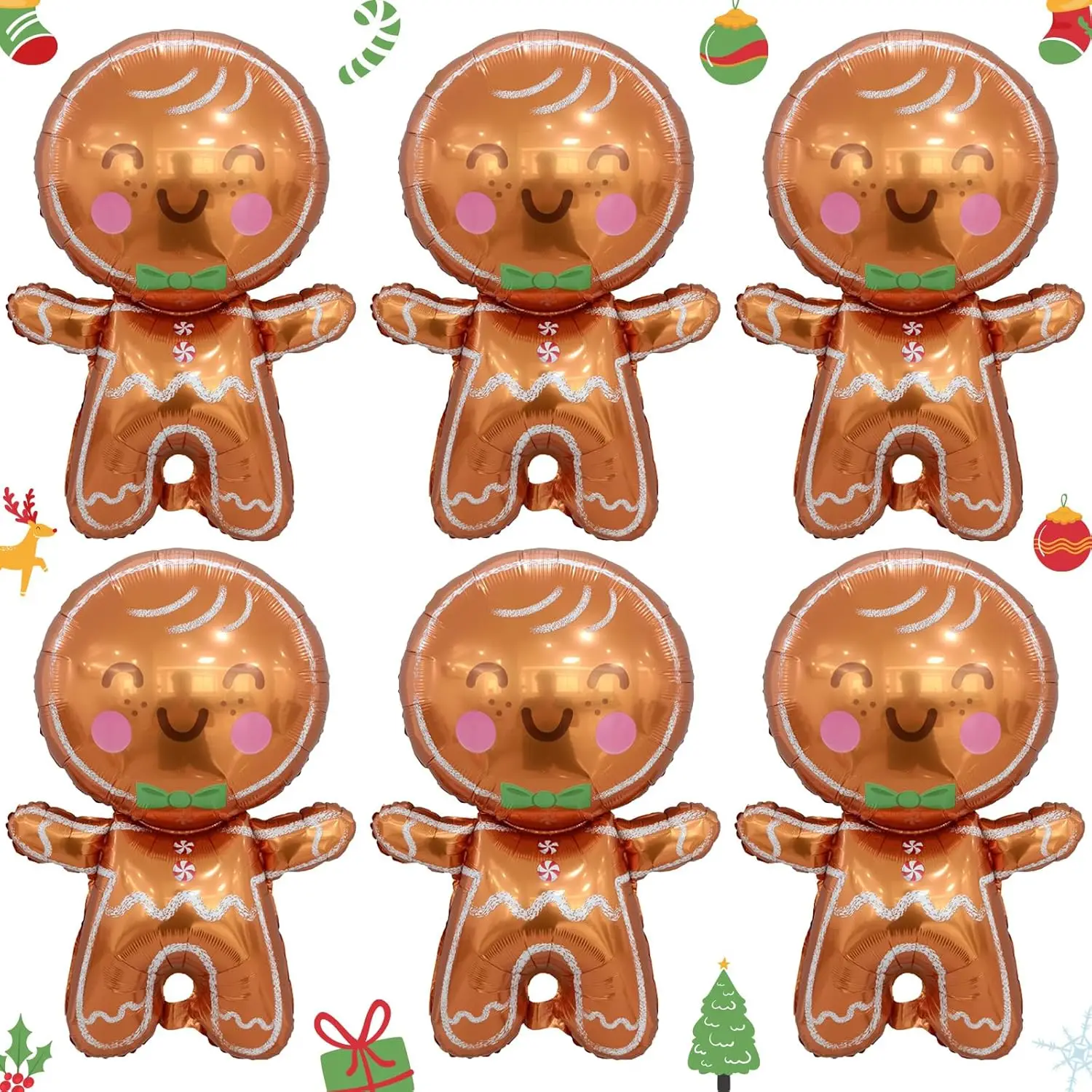 6pcs Large Gingerbread Man Aluminum Film Balloon Christmas Gingerbread Man Theme Party Shopping Mall Decoration Balloon