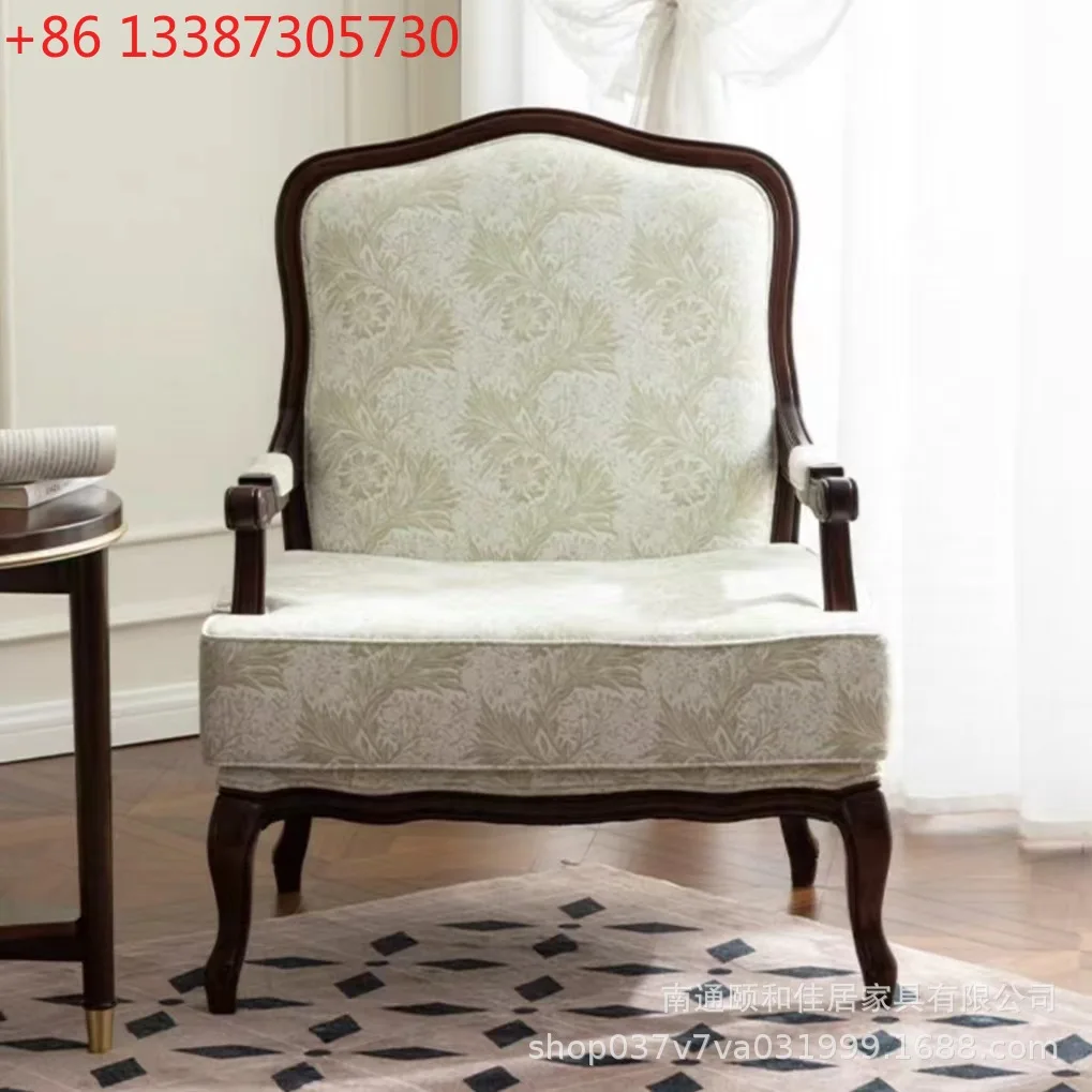 

Одноместный тканевый диван в американском стиле из массива дерева, хлопка и льна, подлокотник, тигровый стул, французский