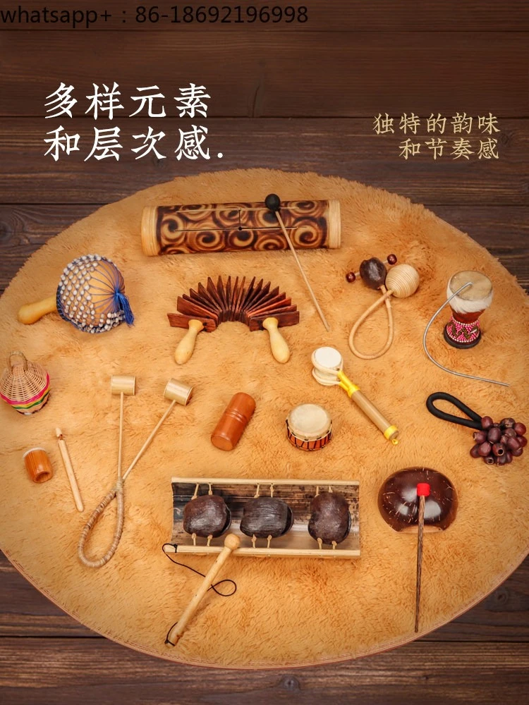 Sand Hammer Sheepskin Double Drum Sand Hammer Backing Track ASMR Sound Healing Yoga Meditation Devotional Instrument