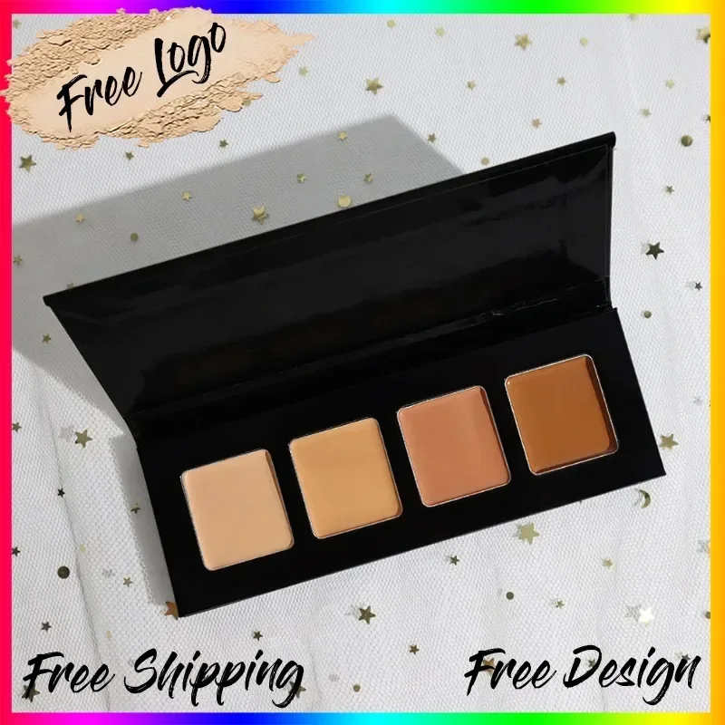 Private Label DIY 4-colored Concealer Cream Palette Long Lasting Waterproof Brighten Face Concealer Cosmetics Bulk Custom