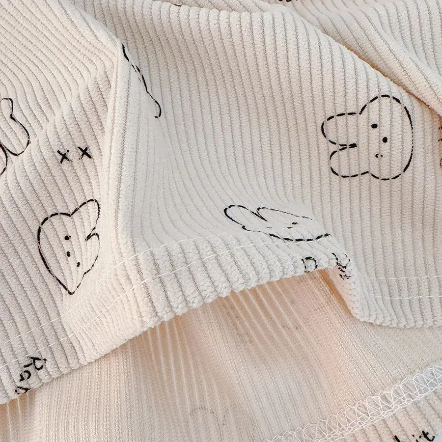 فستان بناتي جديد مطبوع عليه أرنب كرتوني للخريف، ملابس أطفال على الطراز الكوري مناسبة للأطفال من عمر 9 أشهر إلى 3 سنوات