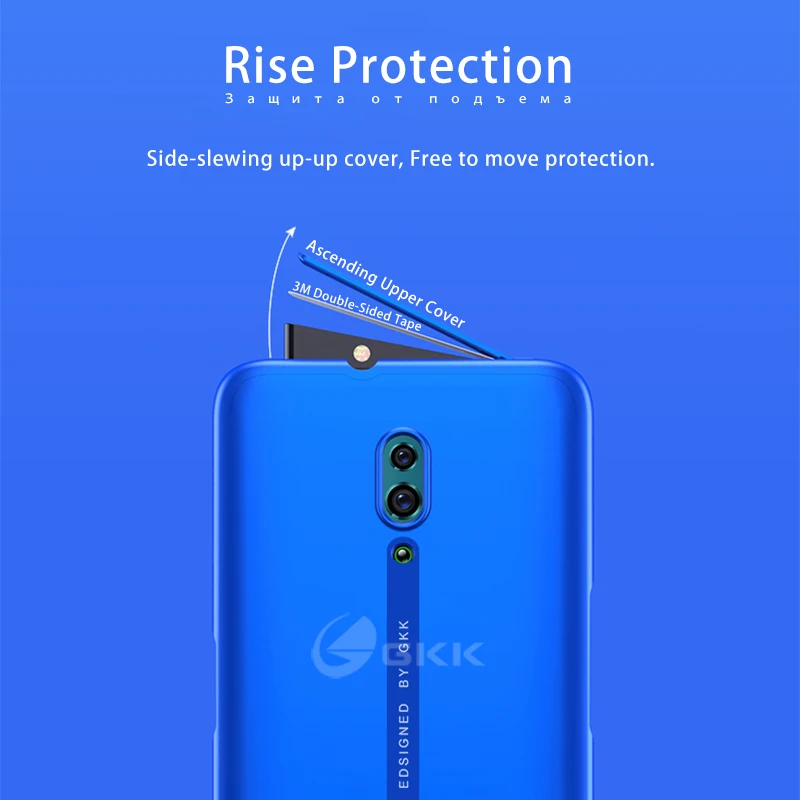 Lifting Camera Protection Case for OPPO Reno Shockproof Ultra-thin Armor Matte Hard 2 in 1 Cover for OPPO Reno Case With Glass