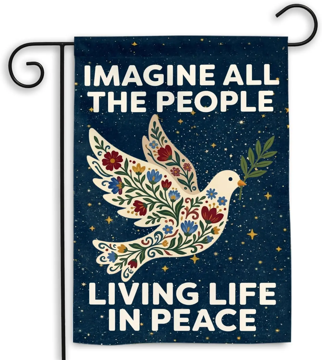 MAIANEY (12x18in) Imagine All The People Living Life In Peace Flag Inspirational Dove Peace Garden Flag Be Kind Kindness Pos jjp