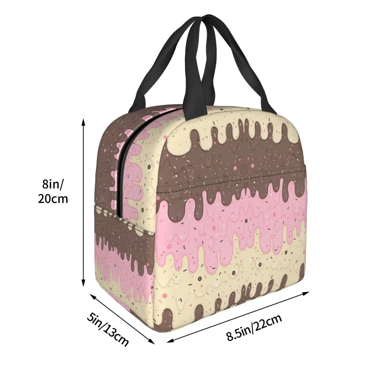 Melting Ice Cream Cone - Neapolitan Lunch Bags Insulated Bento Box Lunch Tote Resuable Picnic Bags for Woman Girl School