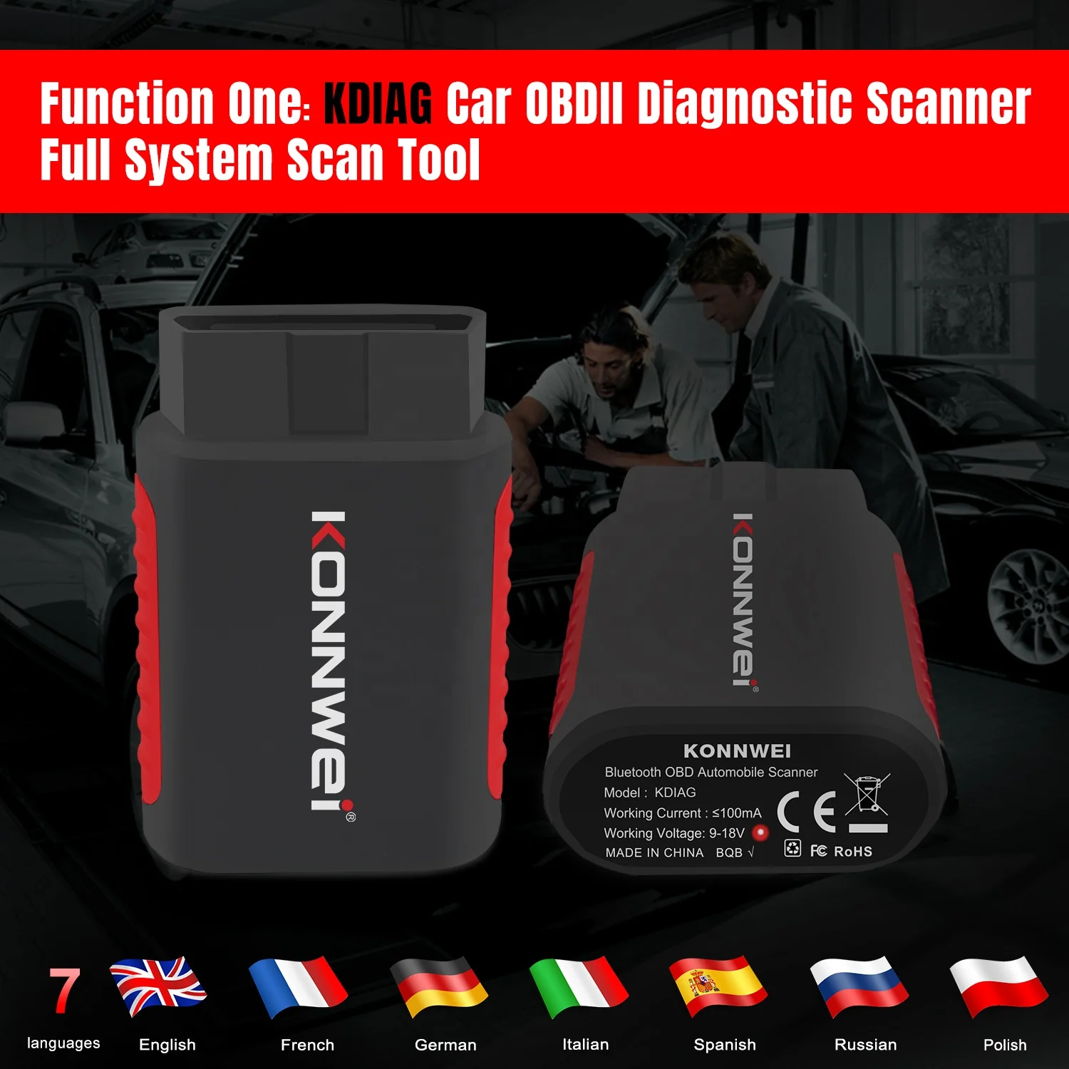 KONNWEI KDIAG 31+ Golabl Car Brand Professional Full System OBD2 Diagnostic Tool Automotive Scanner OBDII Escaner Automotriz