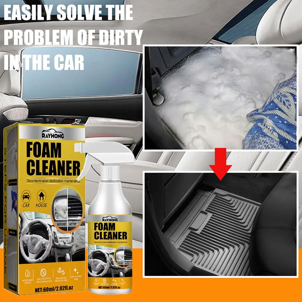 Car Interior Foam Cleaner Remove Dust, Dirt, Oil Stains Supplies Auto Car Air Wash Anti-static, Tools Freshen Dust-proof An W5U8