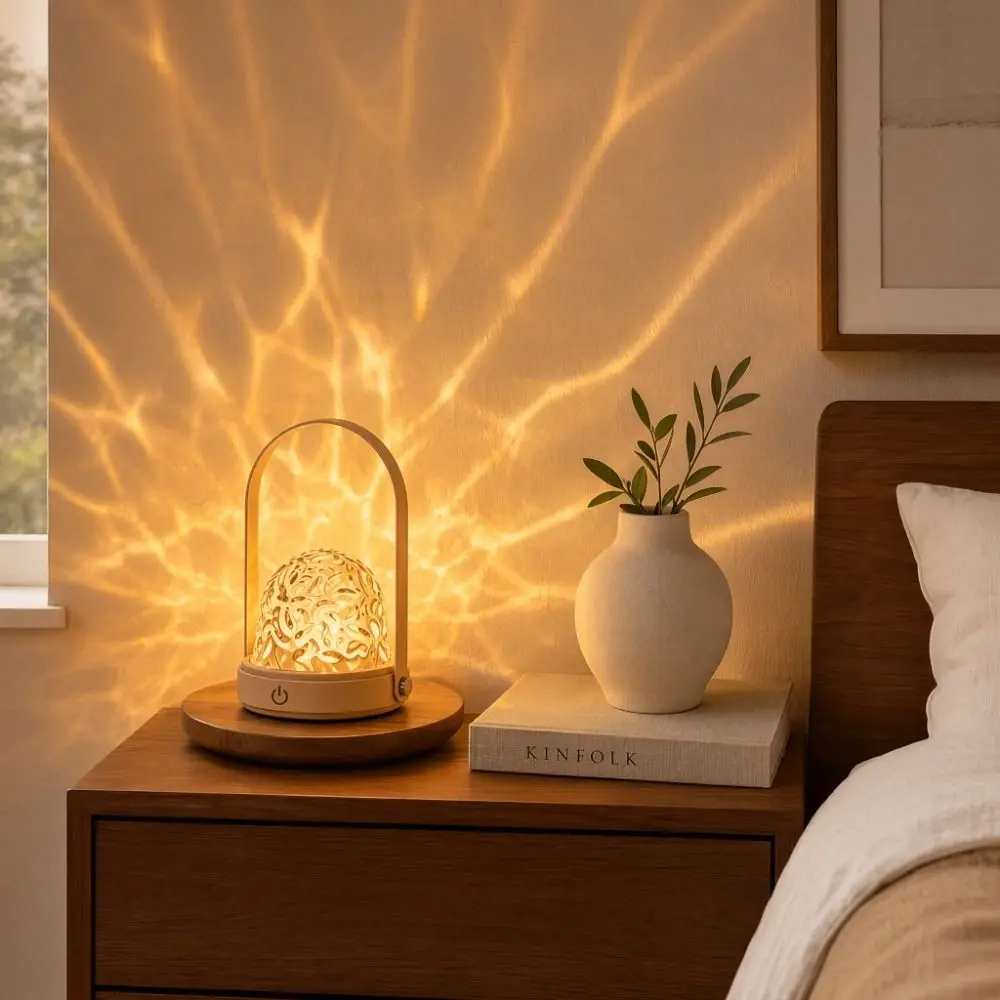 16 Colors LED Rotating Ripple Light with Remote Control Dimmable Mood Light RGB Color Changing USB Rotating Water Wave Lamp