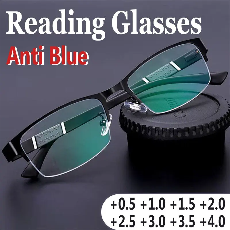 

MEN Reading Glasses Half-Frame Business Office Elderly Eyeglasses +1.0 +1.5 +2.0 +2.5 +3.0 +3.5 +4.0 Mens Glasses Frames