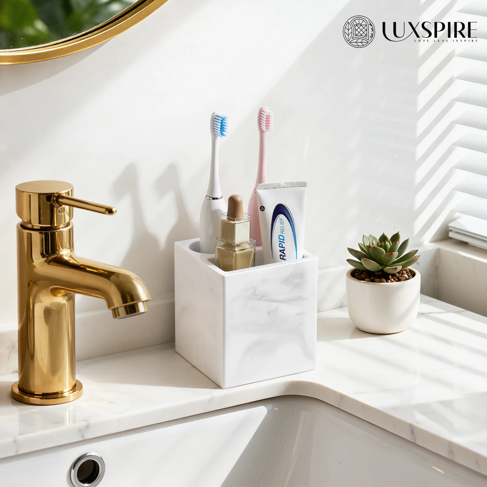 Toothbrush Holder 3 Slots Fast Drying Tooth Brush Holder for Bathroom Diatomite Electric Tooth Brush and Toothpaste Organizer