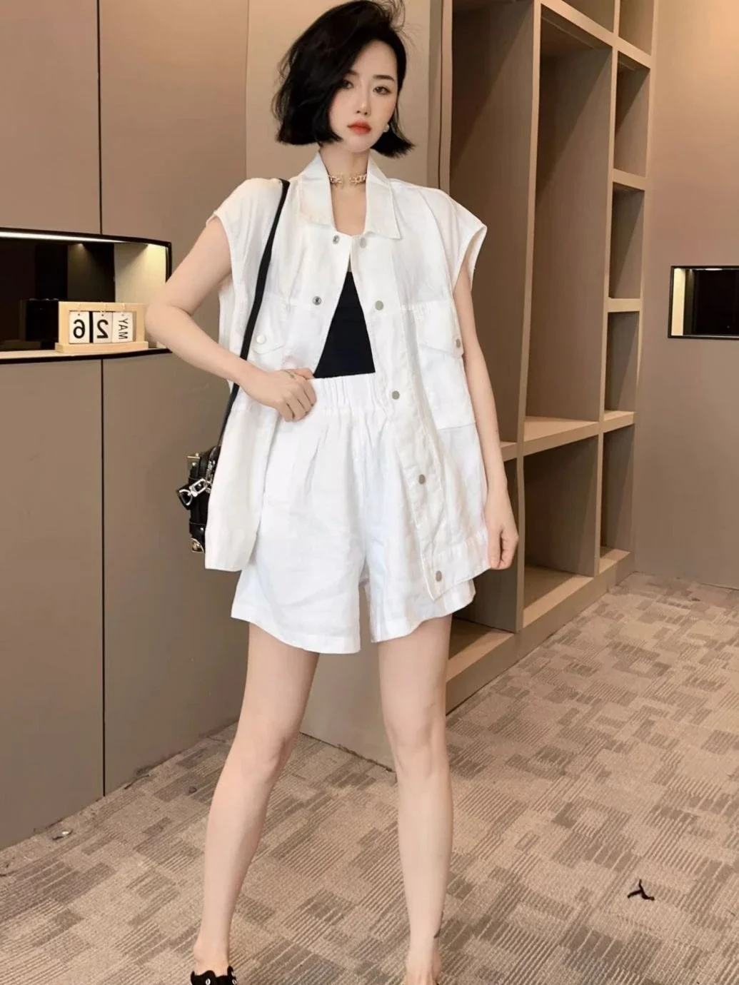

Korean Style Baggy Female Shorts Vest Cargo Trends Kit New in Matching Summer Fashion 2025 Novelties Women's Short Sets 2 Pieces