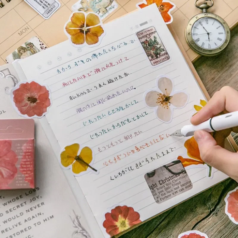 

Floral Memory Collection Theme Stickers 45pcs Boxed Flower Memory Scrapbook Decoration Album Diary DIY Collage Creative Material