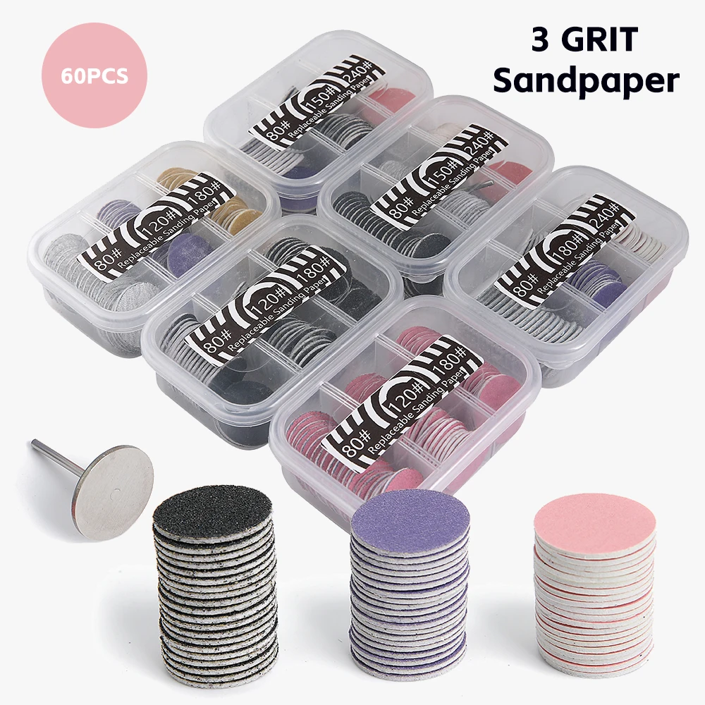 3IN1 Pedicure Replacement Sanding Paper 25MM Sanding Disc 60pcs Foot Callus Remove Refill Dead Skin Cuticle Polishing Accessory