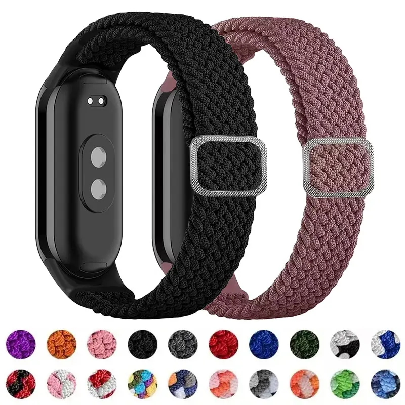 

Braided Solo Strap for Xiaomi Mi Band 8 Elastic Nylon Solo Loop Adjustable Watchbands Nylon Correa Bracelet for Miband 8 NFC