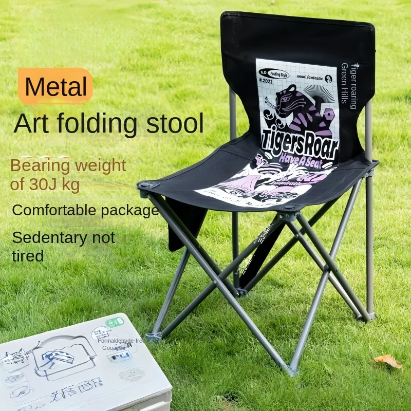 Portable Folding Chair  Outdoor Sketching Folding Stool, Upgraded Stainless Steel Tube+600d Double-Layer Oxford Cloth   Leisure