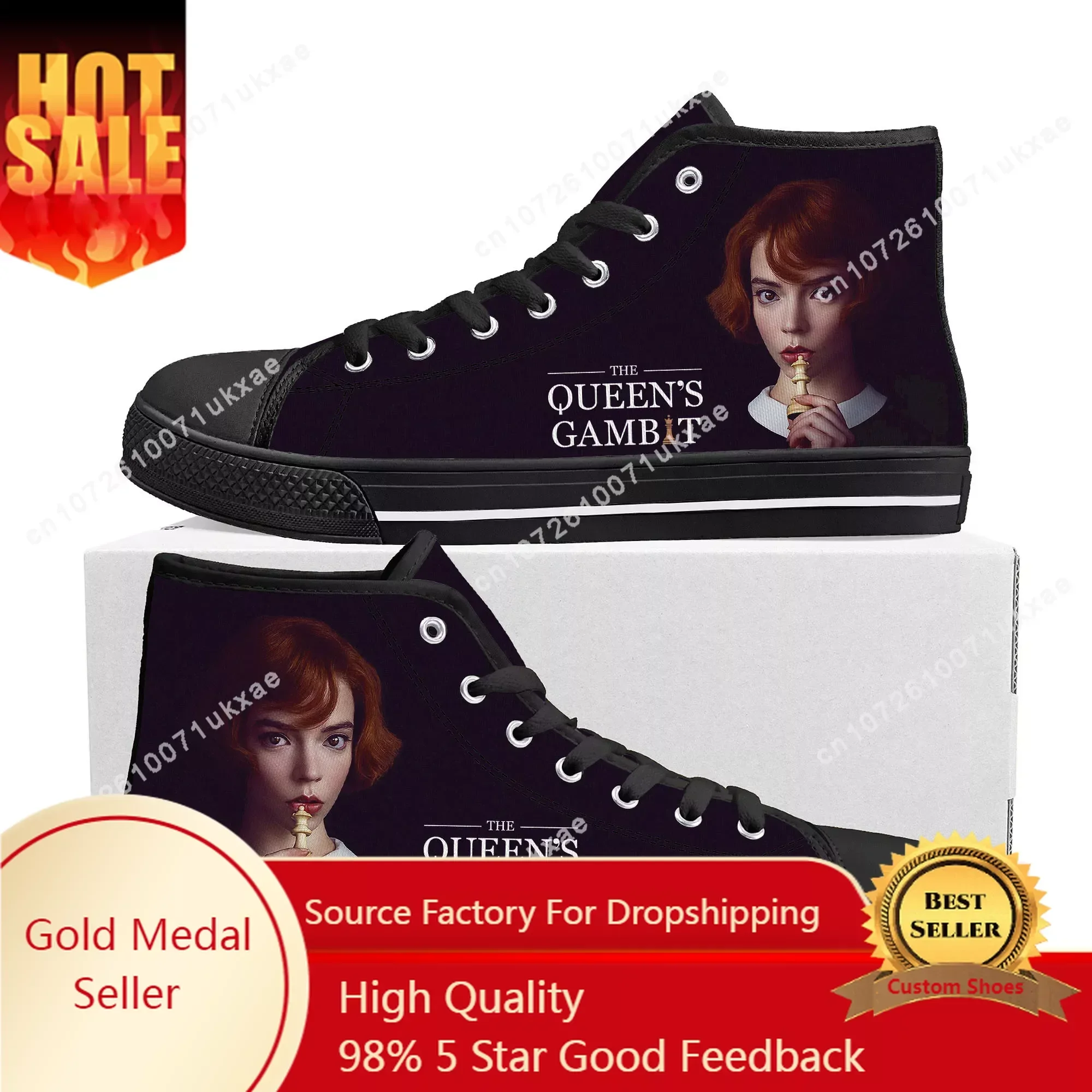 

The Queens Gambit High Top Sneakers Mens Womens Teenager High Quality Beth Harmon Canvas Sneaker couple Shoe Casual Custom Shoes