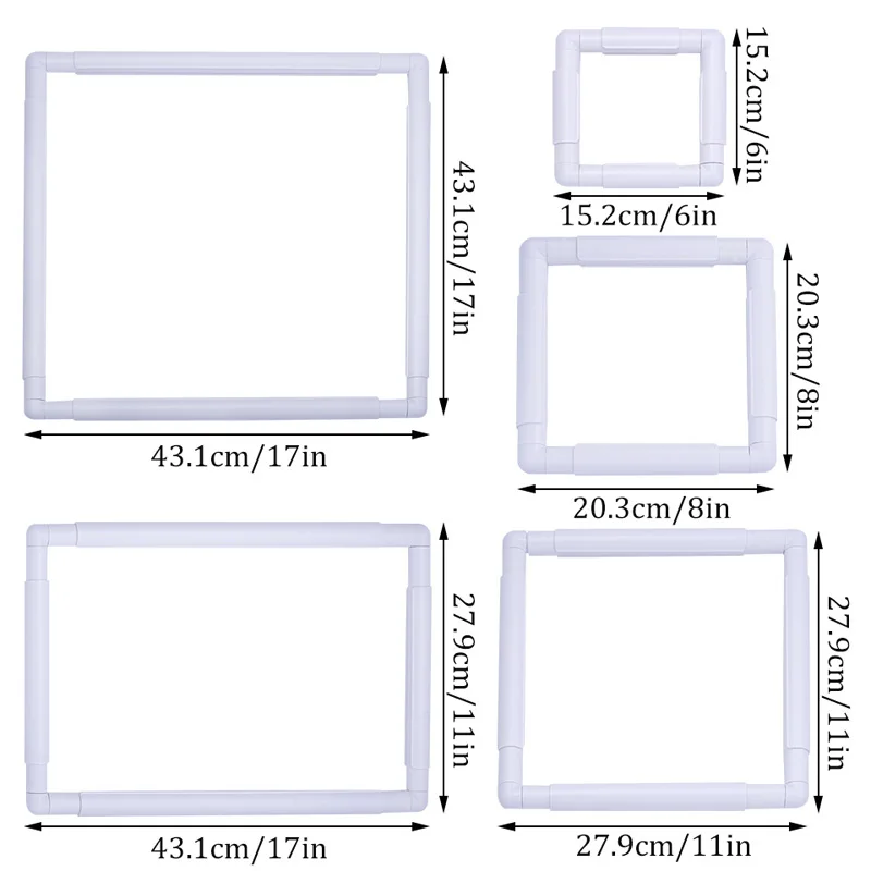 IMZAY White Removable Cross Stitch Hoop Frame Plastic Embroidery Frame Professional Embroidery Stitching Craft Tools Set