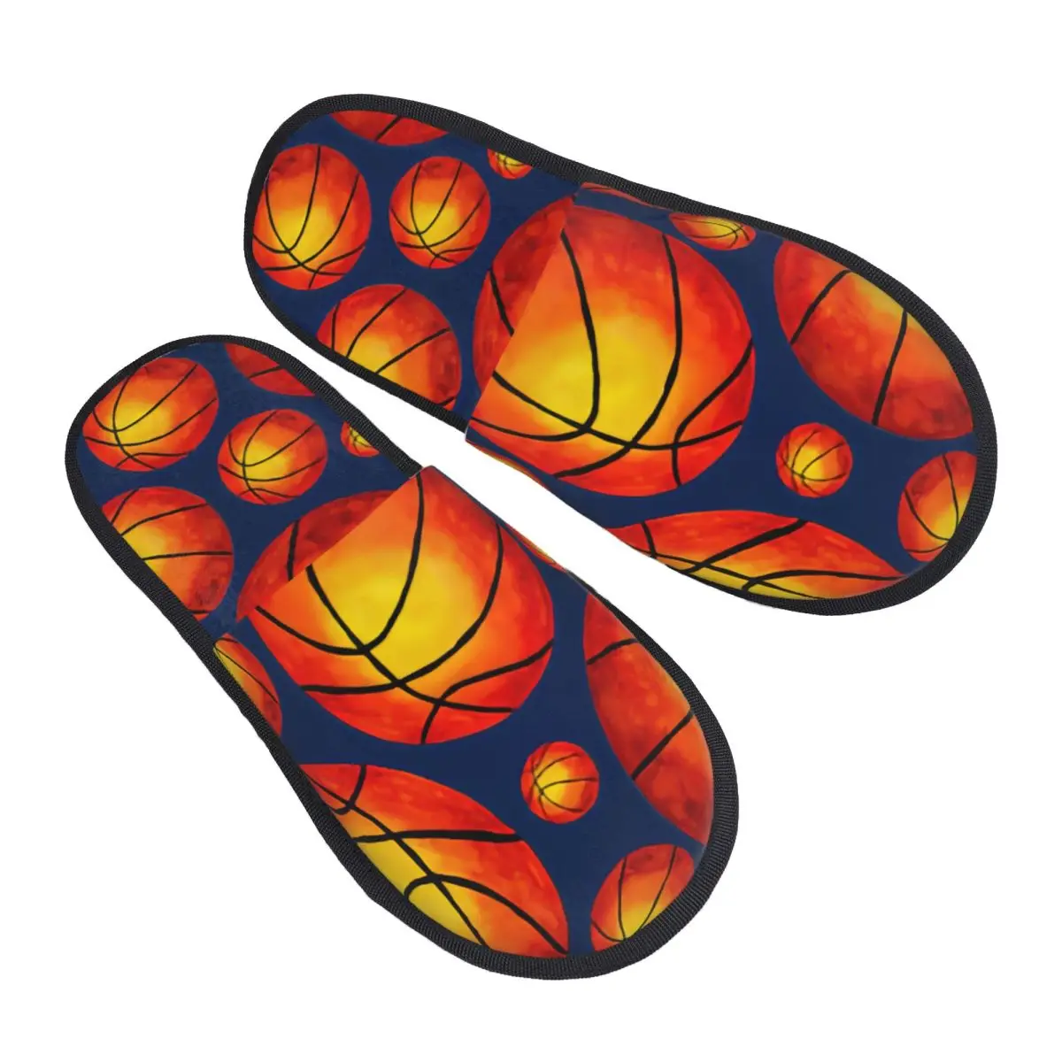 شبشب شتوي للنساء والرجال، شباشب دافئة منفوشة، تصميم كرة السلة، أحذية شباشب منزلية