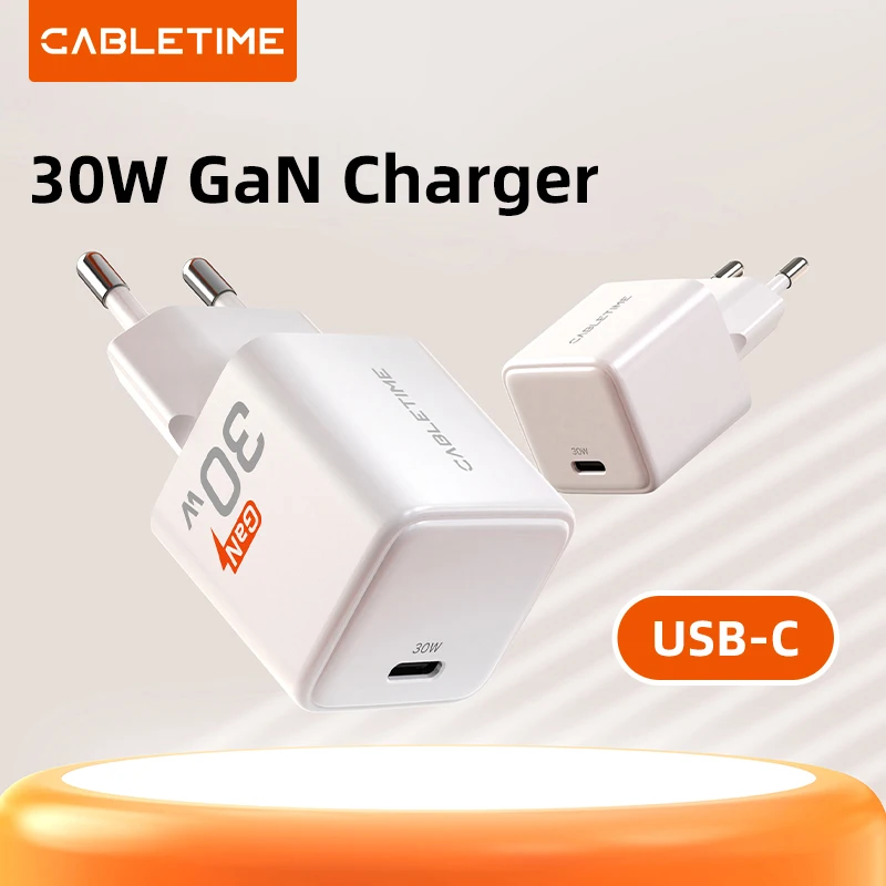 CABLETIME 30W GaN Charger PD QC 3.0 Fast USB Type C Chargeing Type C PD3.0 Quick Phone Charger For iPhone 15 iPad Huawei Charger