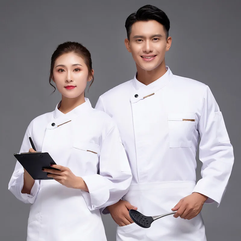 แขนยาว Chef Overalls ฤดูใบไม้ร่วงและฤดูหนาวโรงแรม Catering เชฟเครื่องมือเค้กเบเกอรี่เสื้อผ้า Fast Food Restaurant Plus ขนาด Workw