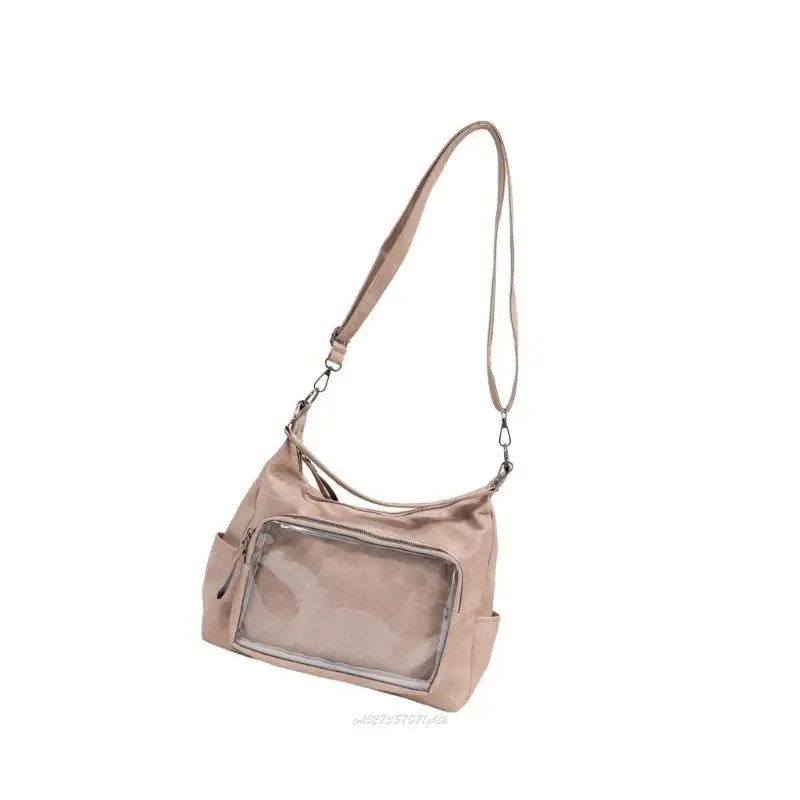 X5XA حقيبة كروس عملية شفافة من البولي يوريثان، حقيبة كتف واسعة، حقيبة يد داخلية واسعة للتنقل