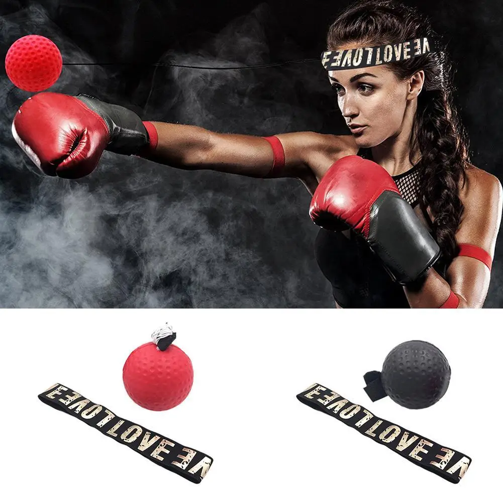 Boxing Reflex Speed Training With Headband Boxing Punching Hand Martial Coordination Eye Arts Fitness Balls Supplies E0F6