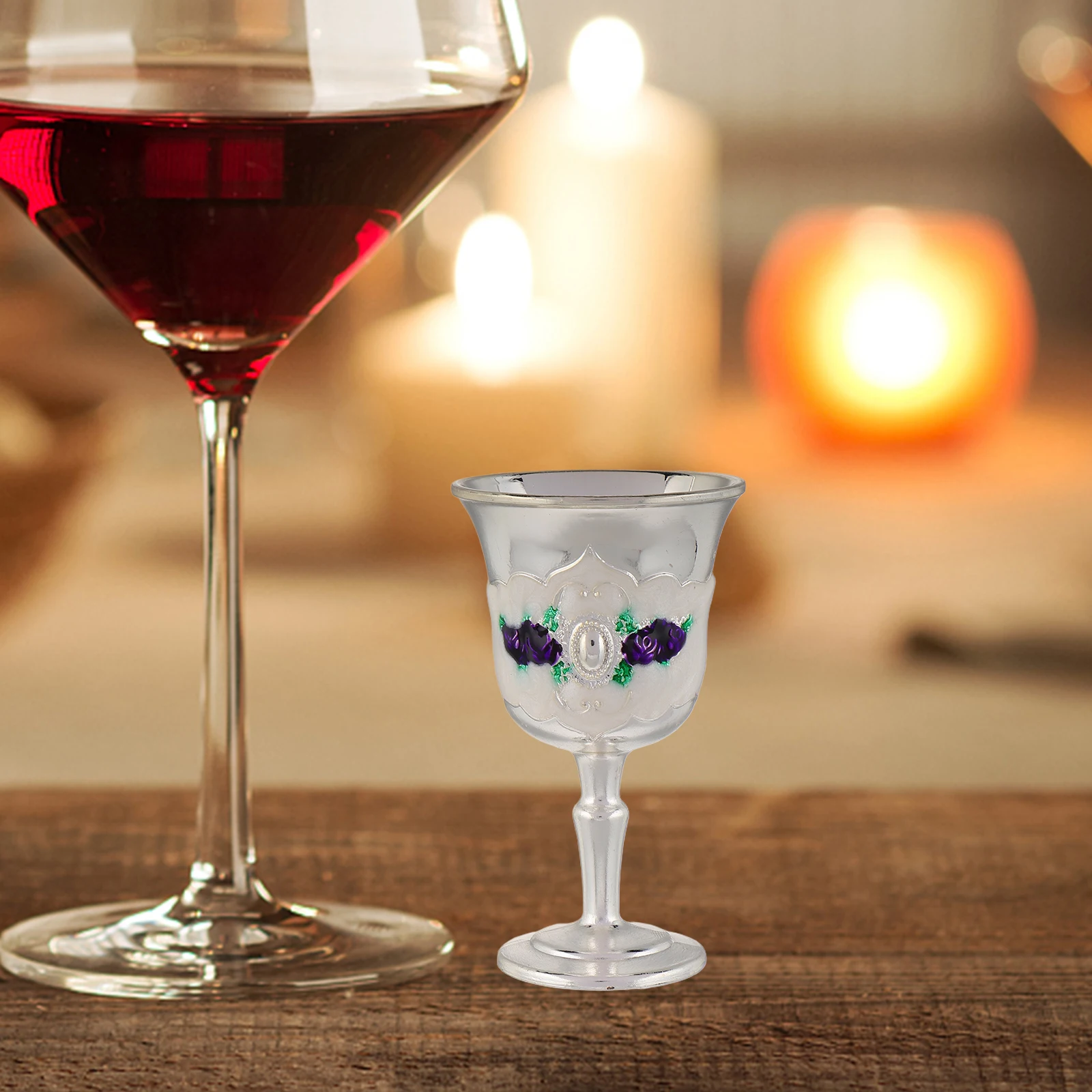 

European Metal Wine Glass Floral Embossed Drinking Cup Cocktail Glasses Goblets Medieval Creative