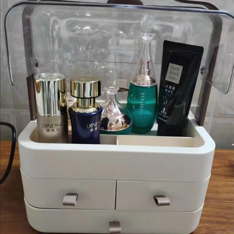 

Французский органайзер для туалетного столика — большая коробка для хранения косметики, пылезащитный косметичка с двойной крышкой, роскошный поднос для комода
