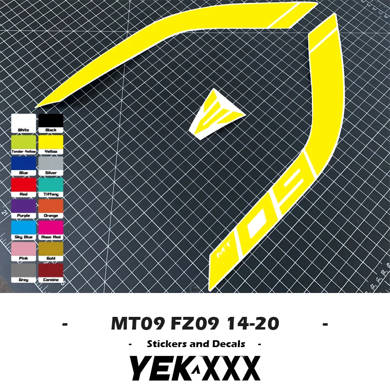 MT-09 FZ-09 14-20 curva do tanque de combustível da motocicleta oco adesivo decalque cor personalizada para yamaha mt09 fz09 2014-2020 adesivo decalque