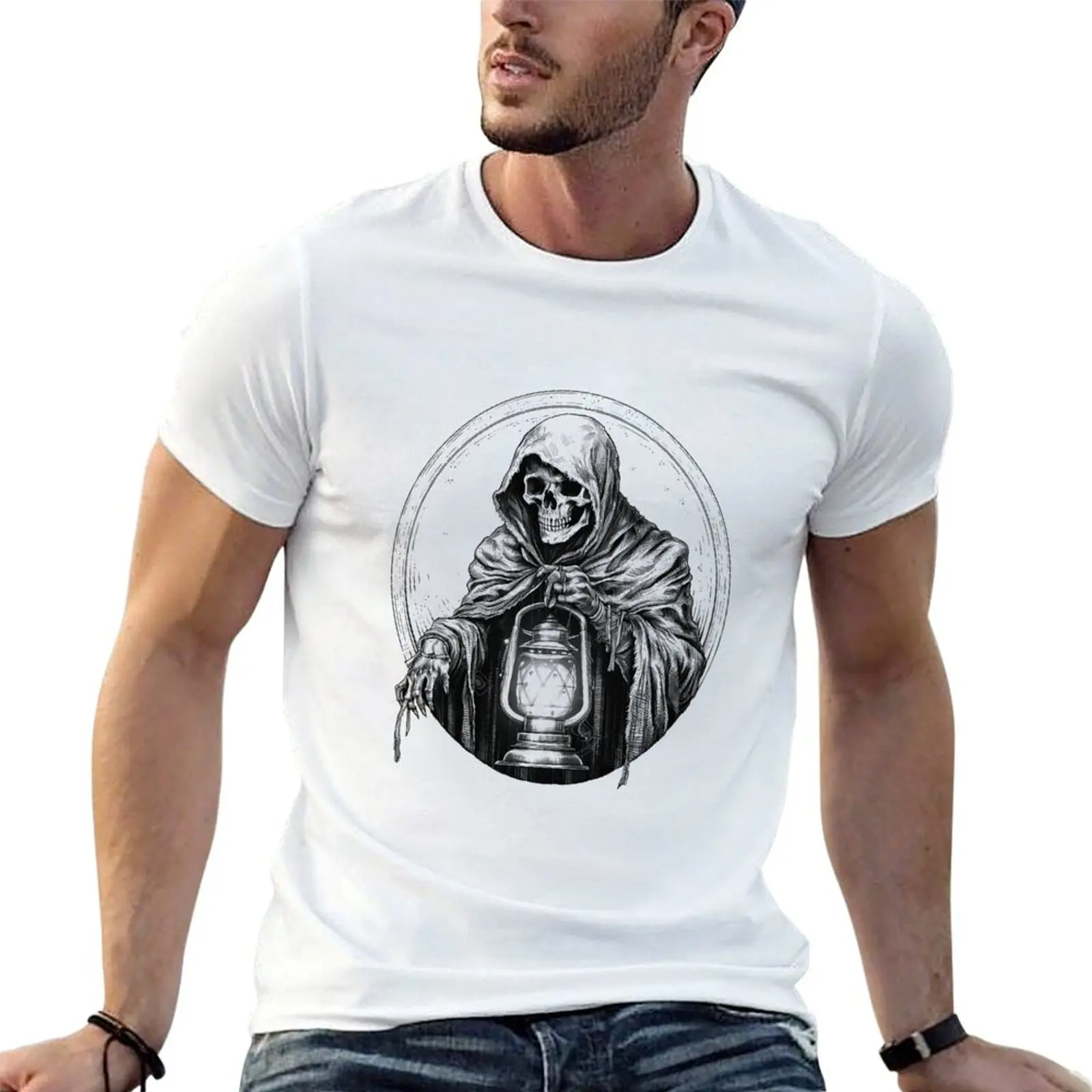 

man Death shirt T-Shirt vintage for Design Reaper/Skull graphic t shirts Dark t summer man Gothic