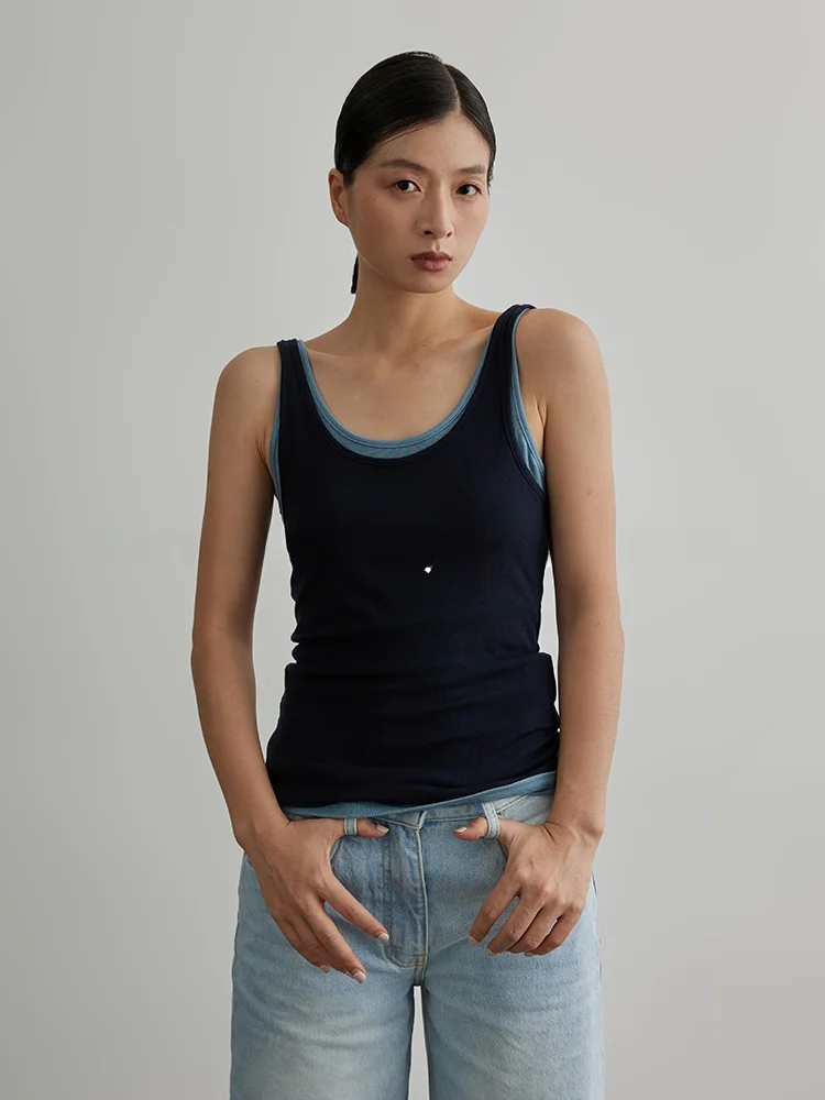 

Ordinary times Color Blo Silk Vest Top Slim Fit Svel Outerwear Two-Piece Set Casual Commute Sle Pure Color Design