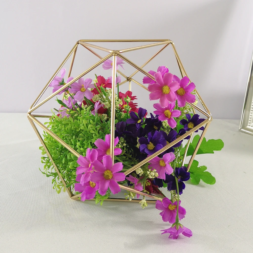 

Wedding Table Centerpiece Road Lead Flower Rack Event Party Gold Geometric stands Centerpieces Table Wedding Party Hotel Decor
