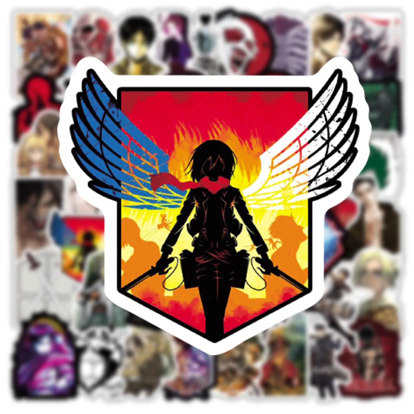 50pcs Attack on Titan Series Graffiti Stickers Suitable for Helmets Desktop Wall Decoration DIY Sticker Pack Wholesale