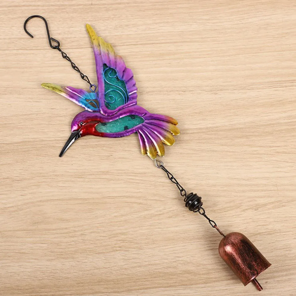 Wind Chime Hummingbirds Dragonflies Metal Glass Painted Crafts Hanging Pendants Bell Aluminum Pipe Home Courtyard Hanging Decors