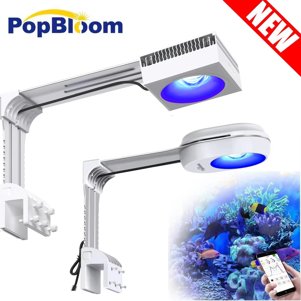 

PopBloom RL60/RL90 WiFi Led Aquarium Lamp, Full Spectrum Marine Aquarium Light For Coral SPS/LPS Nano Tank, Include Arm Mount