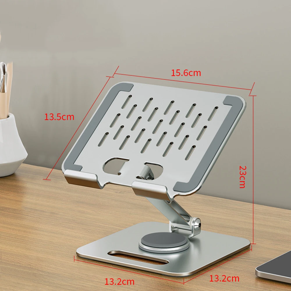 Tablet Stand 360° Rotating Aluminum Dual Rod Adjustable Foldable Holder for iPad Pro 13 12 Air Mini Laptop Phone E-Reader Desk