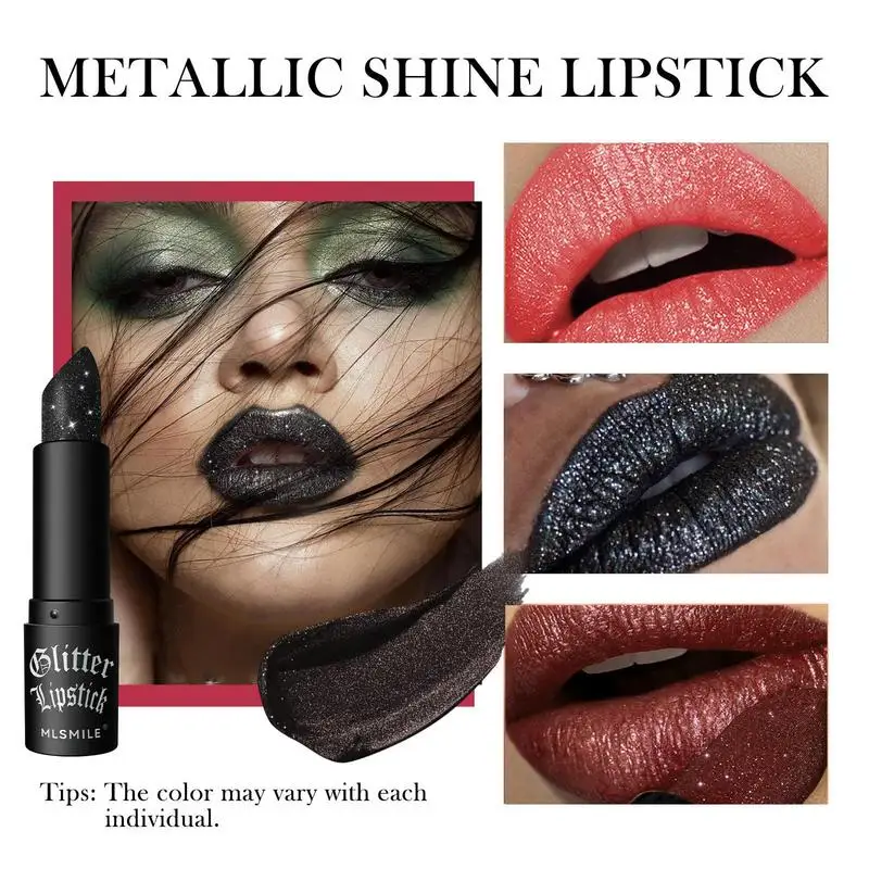 Glitter Lipstick Non-fading Halloween Matte Lip Balm Waterproof Lip Glitter Sparkly Lipstick For Women Glitter Lipstick For Mom