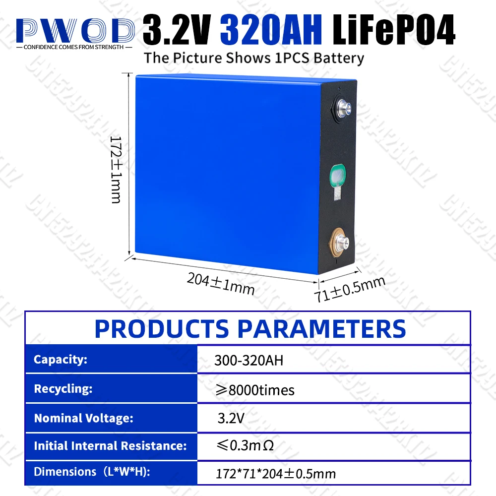 PWOD الاتحاد الأوروبي الأسهم 320AH Lifepo4 بطارية 3.2 فولت الصف أ 12 فولت 24 فولت 48 فولت ليثيوم الحديد فوسفات خلية قابلة للشحن المنشورية للتخييم RV
