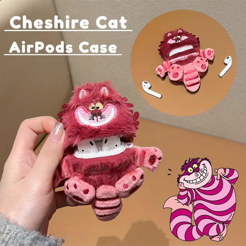 ل AirPods Pro 2nd حافظة لطيف أفخم شيشاير القط غطاء من البولي يوريثان ل AirPods 4 3 2 فتاة المفاتيح سماعة صندوق شحن قلادة هدية