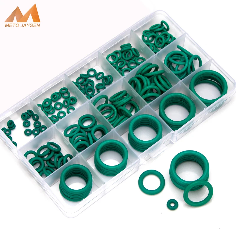 150 pcs/box flúor borracha fkm vedação o-anéis od 6mm-30mm cs 1mm 1.5mm 1.9mm 2.4mm junta verde substituições sortimento kits